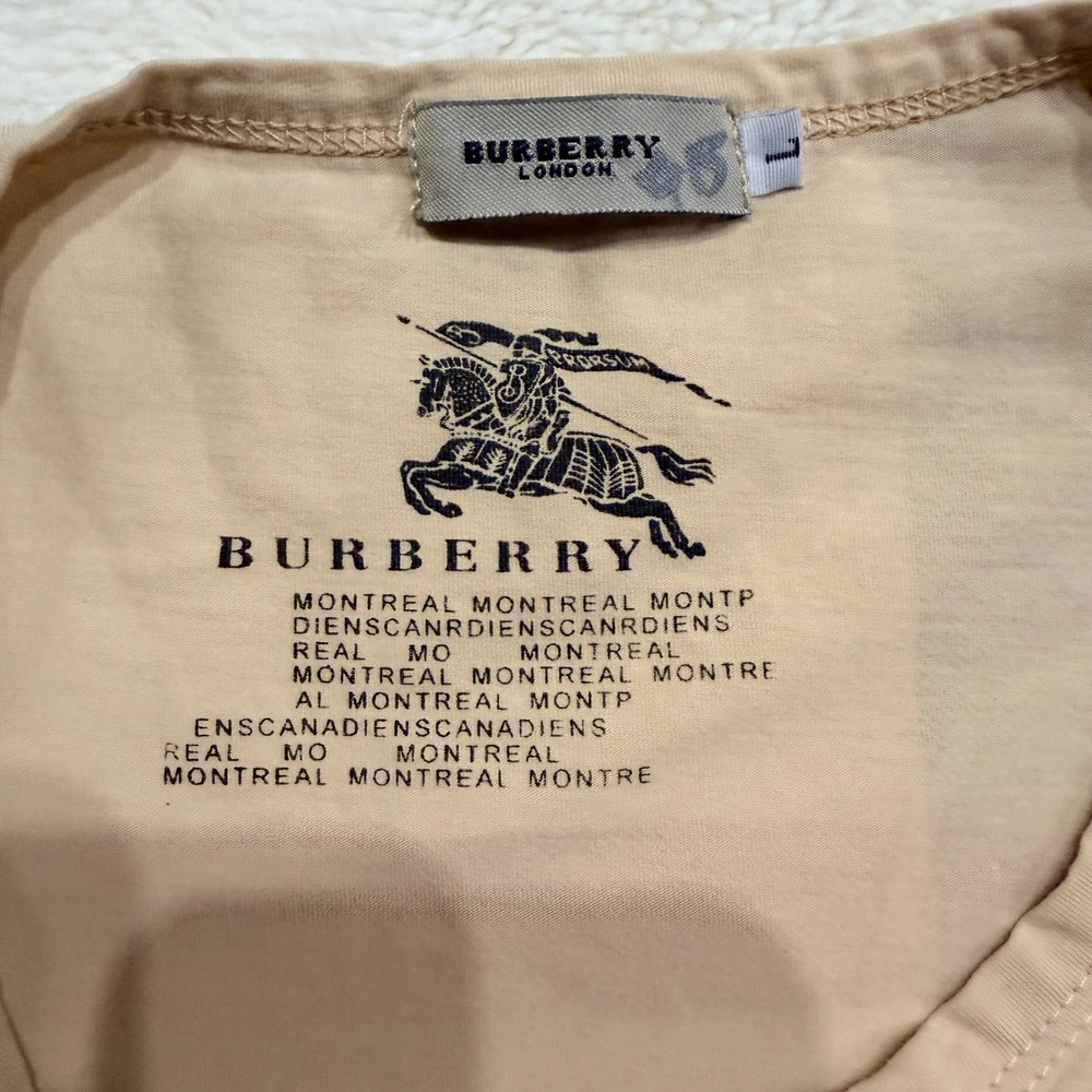 Burberry London Womens Nova Check T-Shirt Tan Cotton Short Sleeve Top Large - Picture 2 of 7
